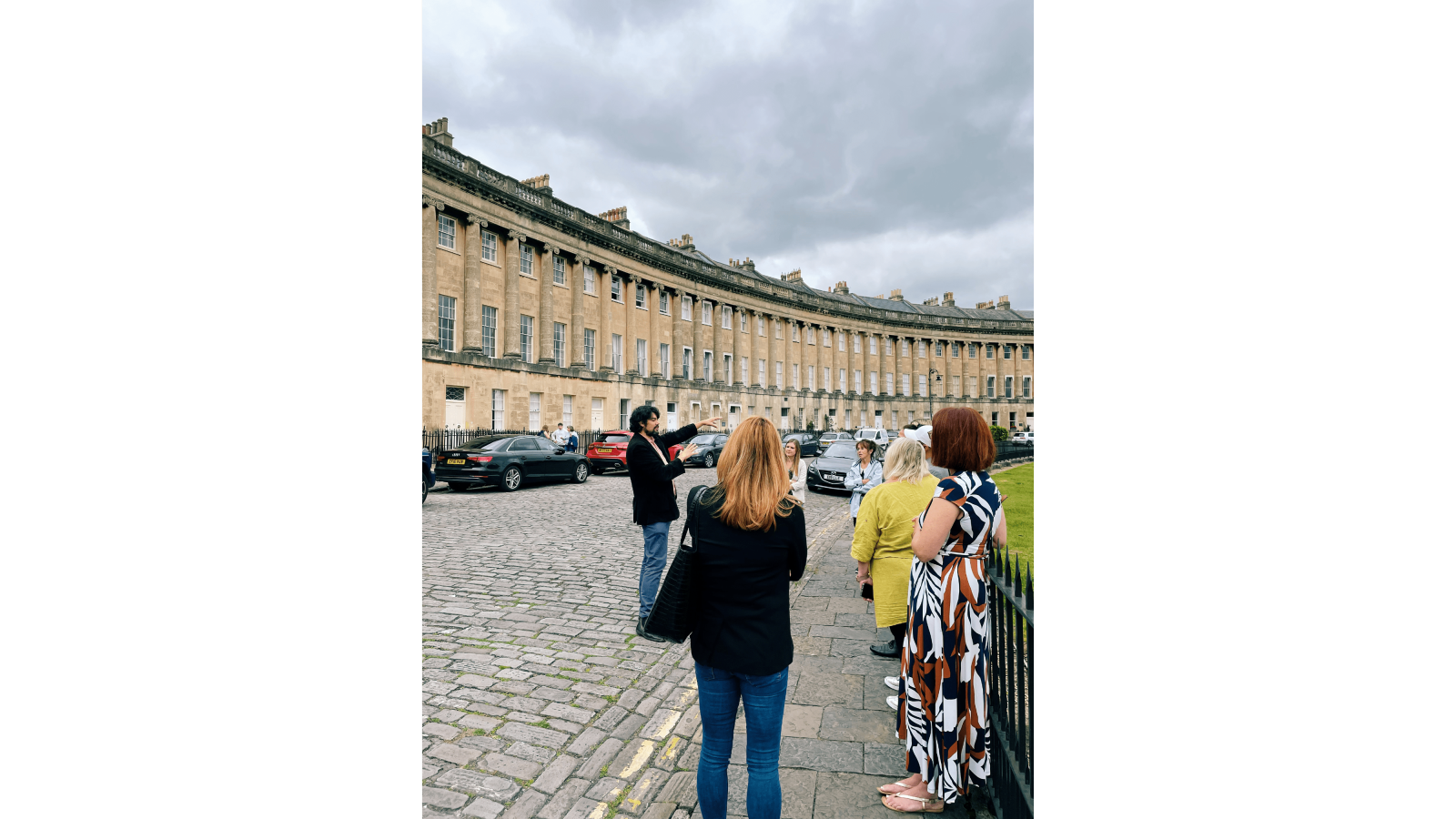 People by the Royal Crescent on an In and Beyond Bath tour